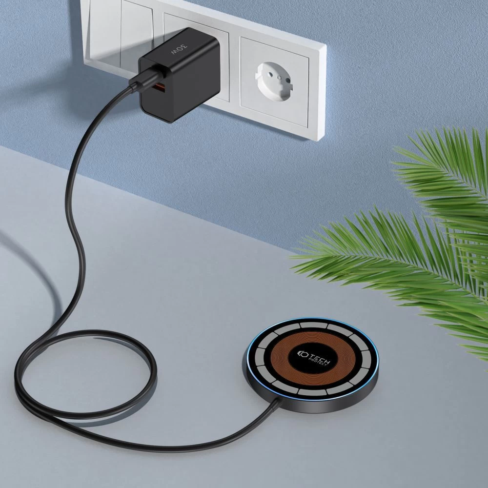 Bezvadu lādētājs  TECH-PROTECT QI15W-A30 MAGNETIC MAGSAFE WIRELESS CHARGER melns