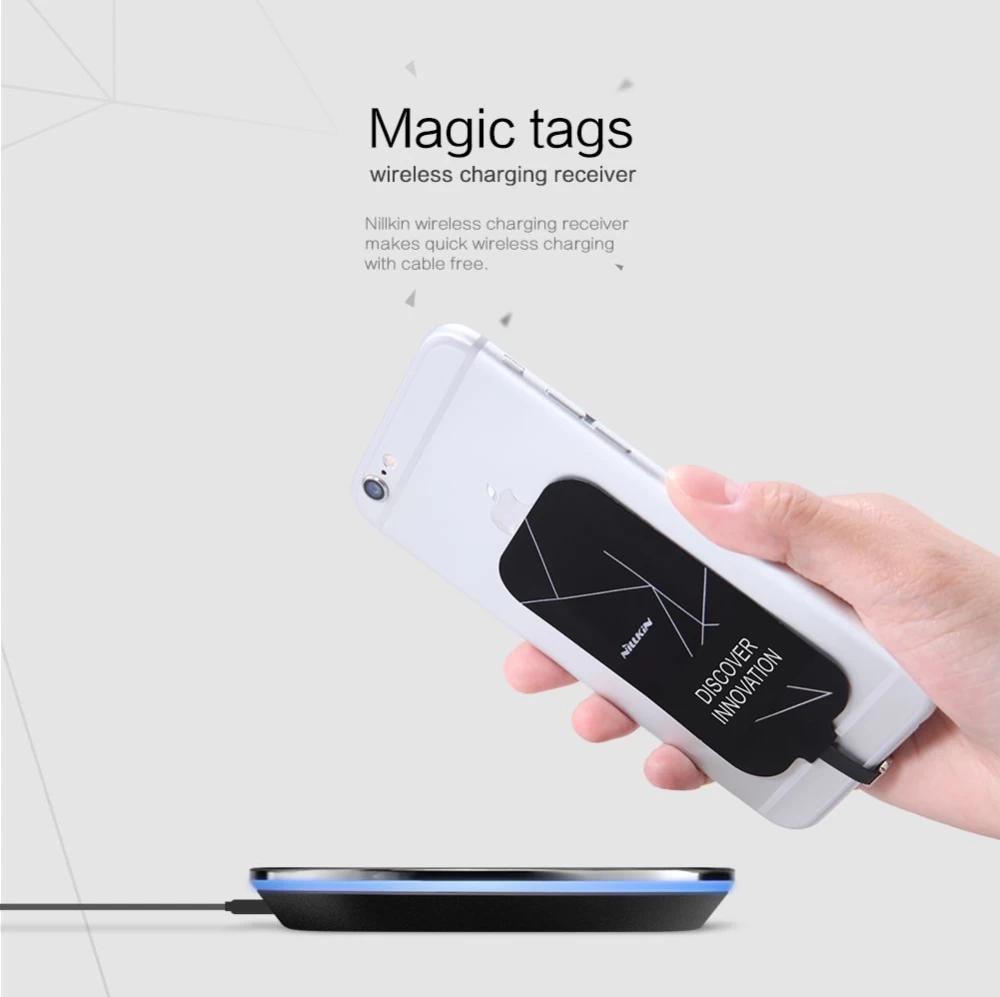Bezvadu lādētājs  Magic Tags TYPE-B Wireless Charging Receiver Micro USB narrow-side down melns