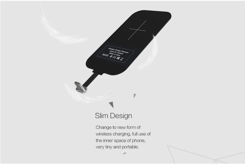 Bezvadu lādētājs  Magic Tags TYPE-B Wireless Charging Receiver Micro USB narrow-side down melns