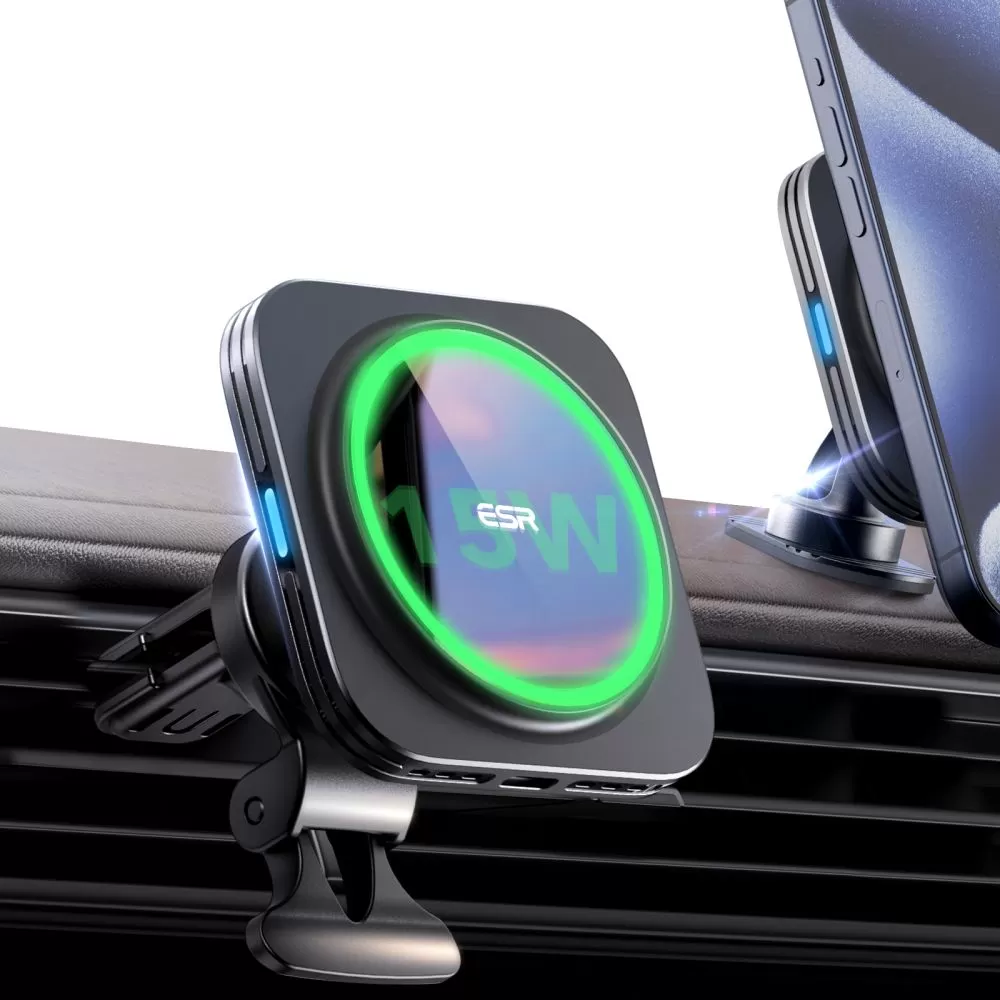 Trådlösa laddare  ESR HALOLOCK MAGNETIC MAGSAFE VENT CAR MOUNT WIRELESS CHARGER QI2 15W svart