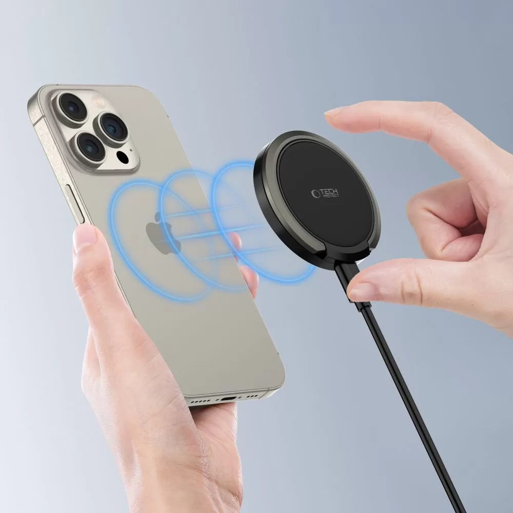 Bezvadu lādētājs  TECH-PROTECT QI15W-A33 MAGNETIC MAGSAFE WIRELESS CHARGER melns