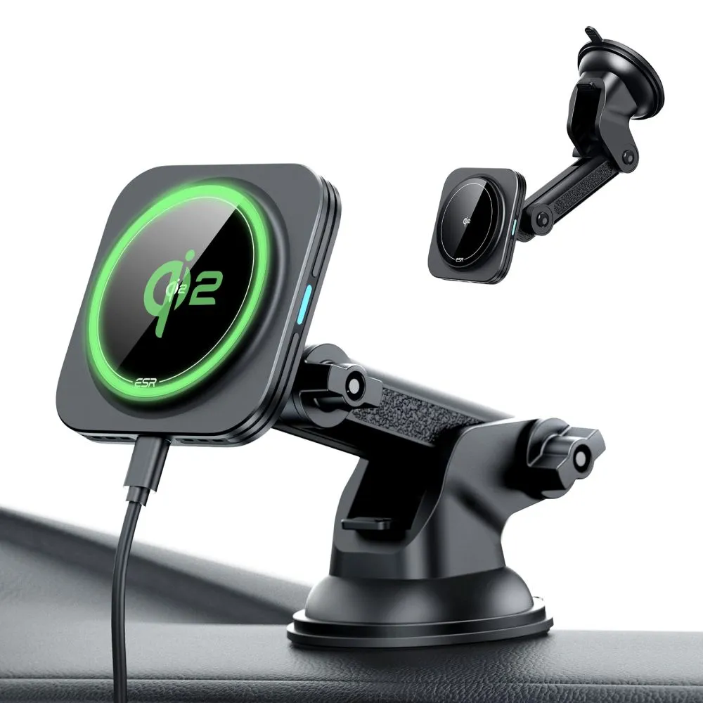 Trådlösa laddare  ESR HALOLOCK MAGNETIC MAGSAFE DASHBOARD CAR MOUNT WIRELESS CHARGER QI2 15W svart