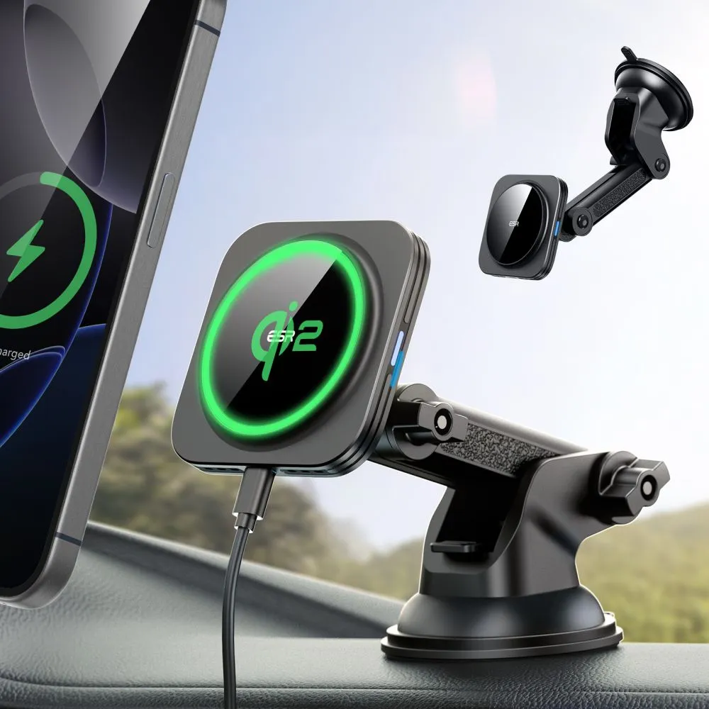 Trådlösa laddare  ESR HALOLOCK MAGNETIC MAGSAFE DASHBOARD CAR MOUNT WIRELESS CHARGER QI2 15W svart