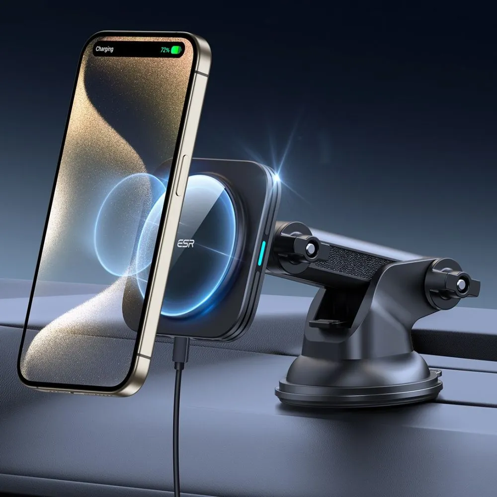 Trådlösa laddare  ESR HALOLOCK MAGNETIC MAGSAFE DASHBOARD CAR MOUNT WIRELESS CHARGER QI2 15W svart