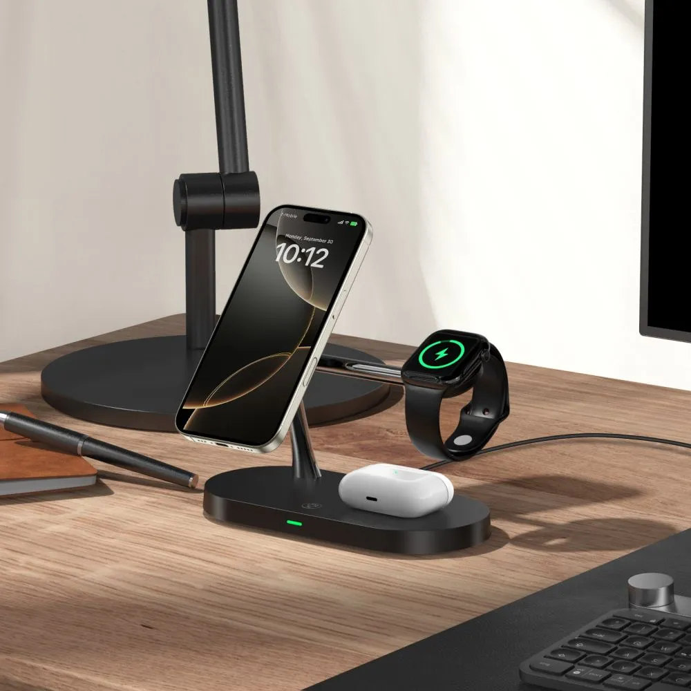Bezvadu lādētājs  TECH-PROTECT A12 3IN1 MAGNETIC MAGSAFE WIRELESS CHARGER melns