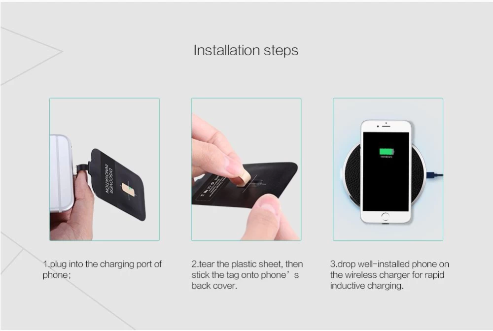 Bezvadu lādētājs  Magic Tag Wireless Charging Receiver iPhone 6/6S Plus/7 Plus melns