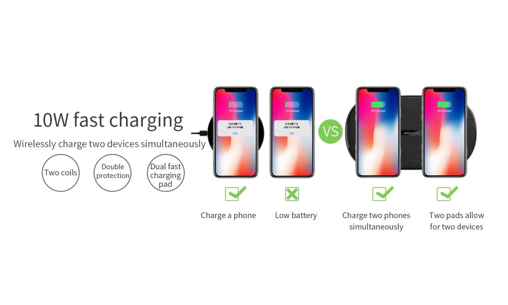 Bezvadu lādētājs  Gemini Dual Fast Wireless Charger melns