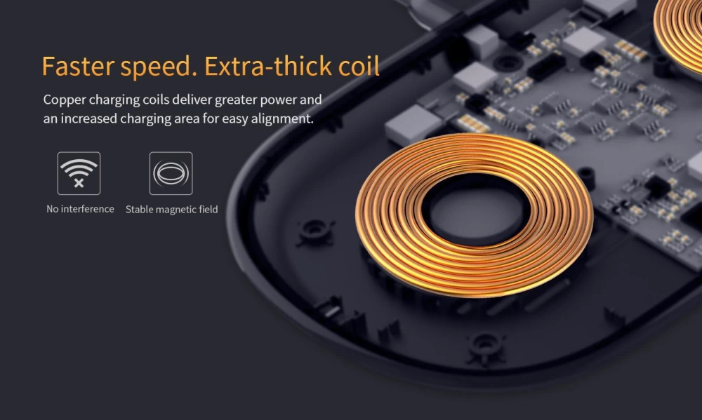 Bezvadu lādētājs  Gemini Dual Fast Wireless Charger melns