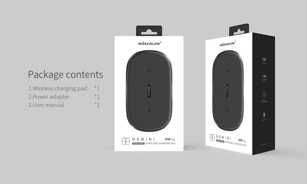 Bezvadu lādētājs  Gemini Dual Fast Wireless Charger melns