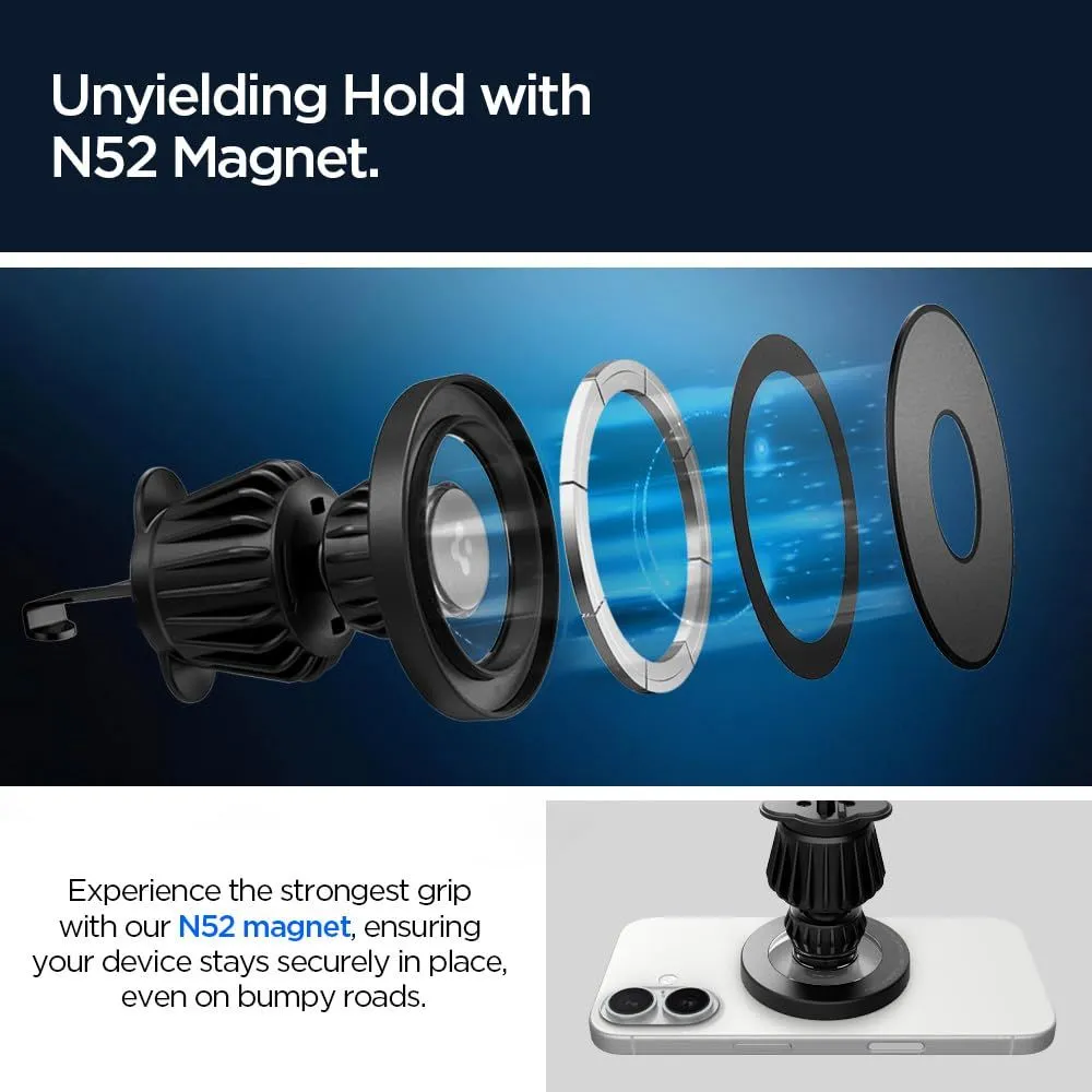Trådlösa laddare  SPIGEN MFT13 MAGNETIC MAGSAFE DASHBOARD & VENT CAR MOUNT svart