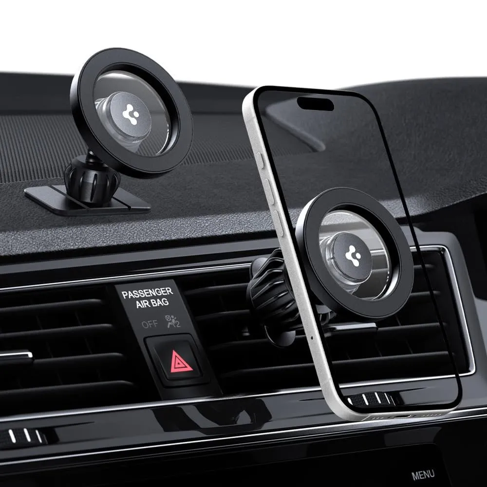 Trådlösa laddare  SPIGEN MFT13 MAGNETIC MAGSAFE DASHBOARD & VENT CAR MOUNT svart