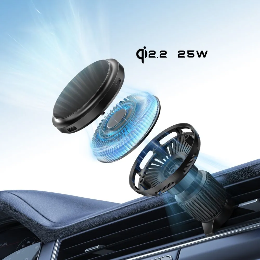 Bezvadu lādētājs  TECH-PROTECT V9 ARCTICBOOST MAGNETIC MAGSAFE DASHBOARD & VENT CAR MOUNT WIRELESS CHARGER 25W QI2.2 Viedierīču  melns