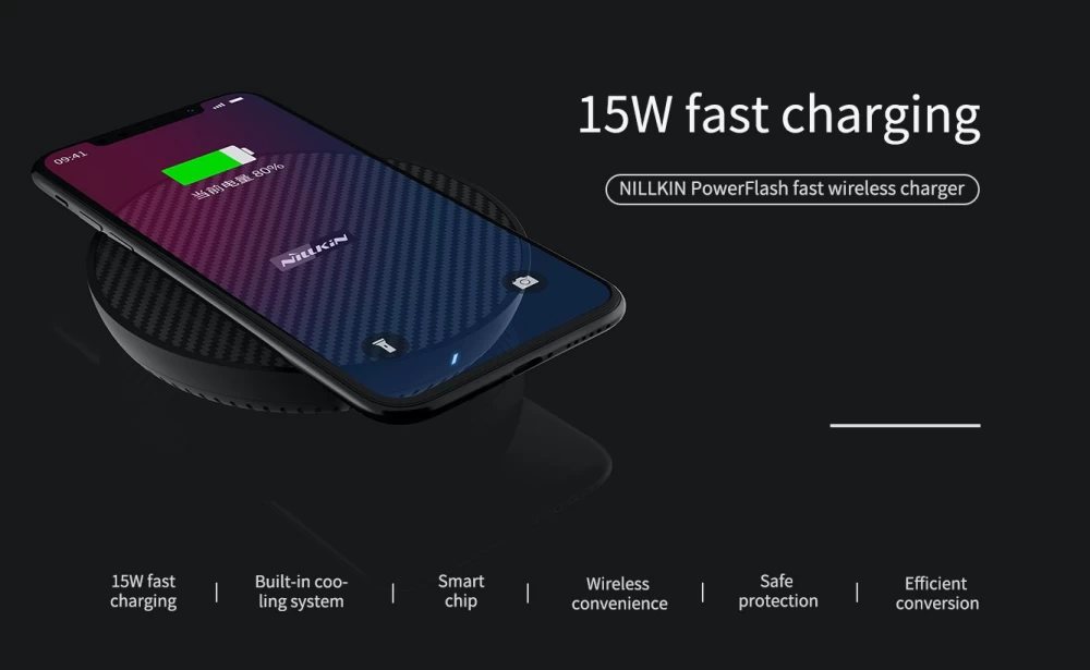 Bezvadu lādētājs  Nillkin PowerFlash Wireless Charger melns