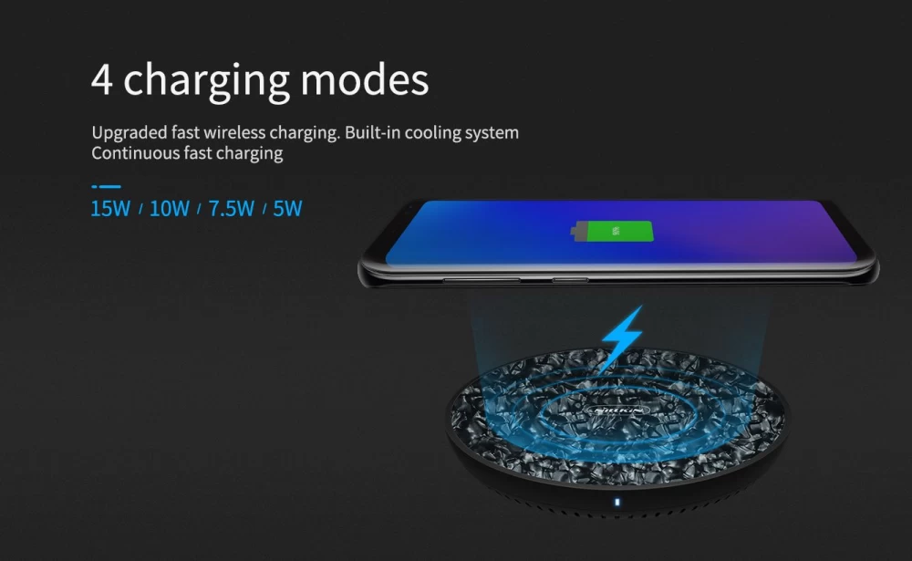 Bezvadu lādētājs  Nillkin PowerFlash Wireless Charger Tempered Glass melns
