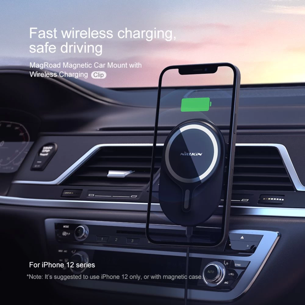 Trådlösa laddare  Road Magnetic Car Mount with Wireless Charging iPhone 12 / 13 14 15 /16 Series svart