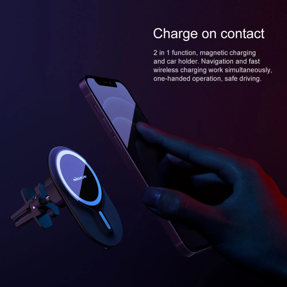 Trådlösa laddare  Road Magnetic Car Mount with Wireless Charging iPhone 12 / 13 14 15 /16 Series svart