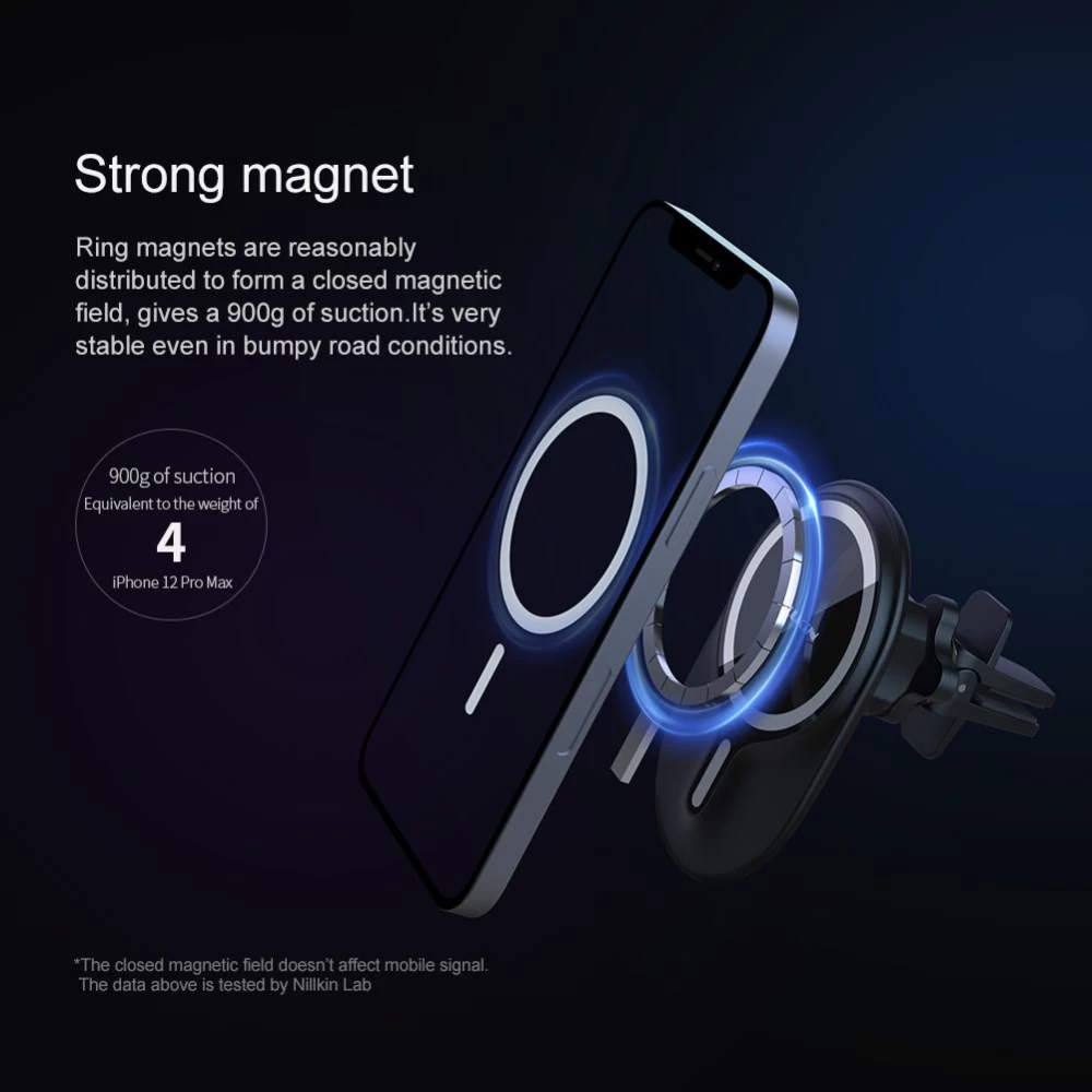Trådlösa laddare  Road Magnetic Car Mount with Wireless Charging iPhone 12 / 13 14 15 /16 Series svart