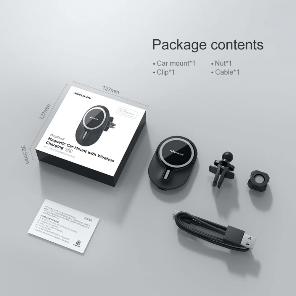 Trådlösa laddare  Road Magnetic Car Mount with Wireless Charging iPhone 12 / 13 14 15 /16 Series svart
