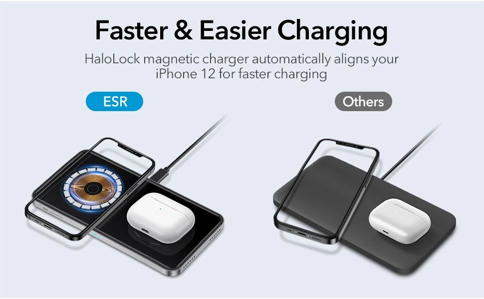 Bezvadu lādētājs  ESR HaloLock 2-in-1 Magnetic Wireless Charger melns