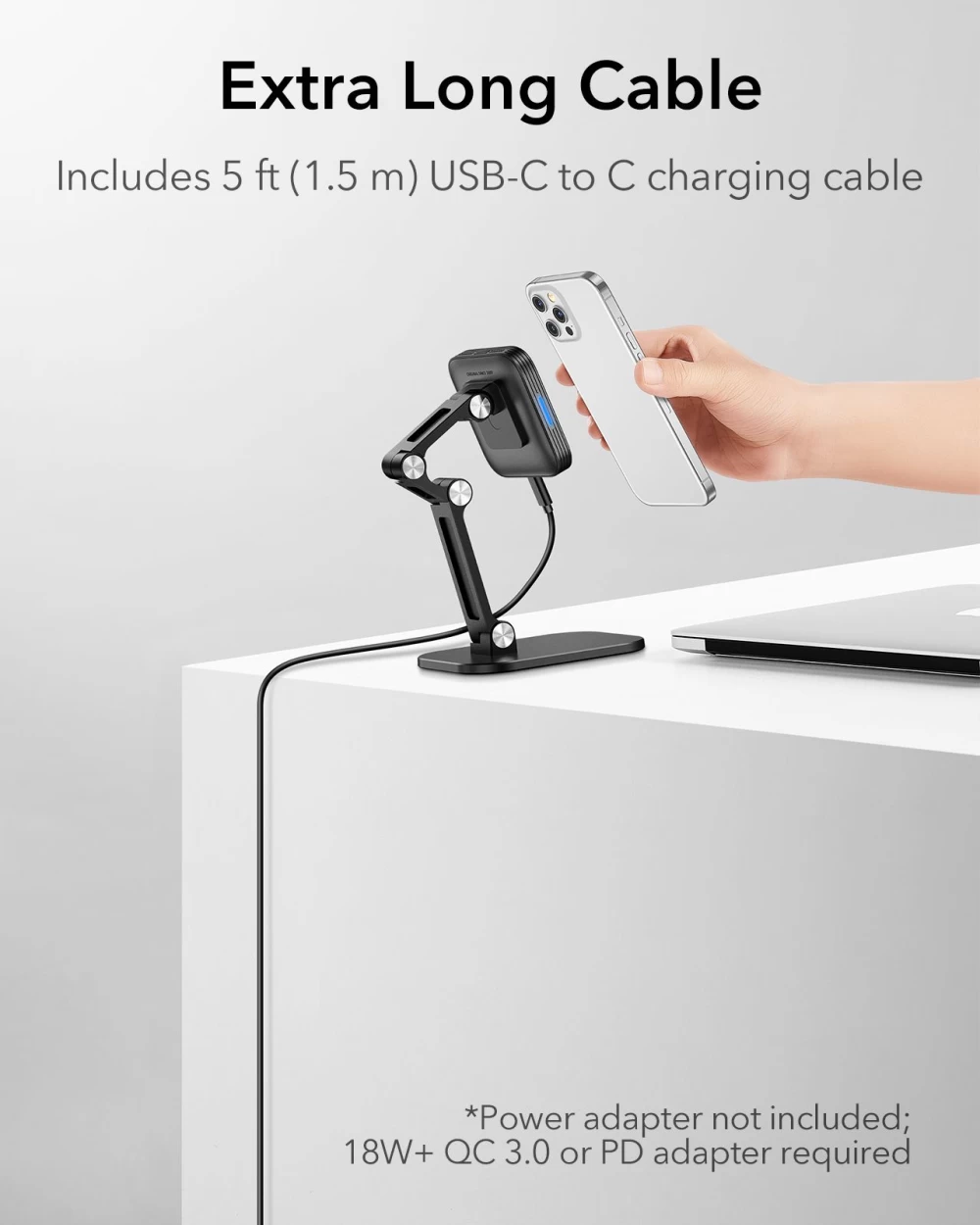 Bezvadu lādētājs  ESR HaloLock Adjustable Wireless Charging Stand melns