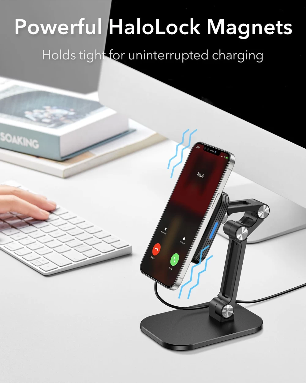 Bezvadu lādētājs  ESR HaloLock Adjustable Wireless Charging Stand melns