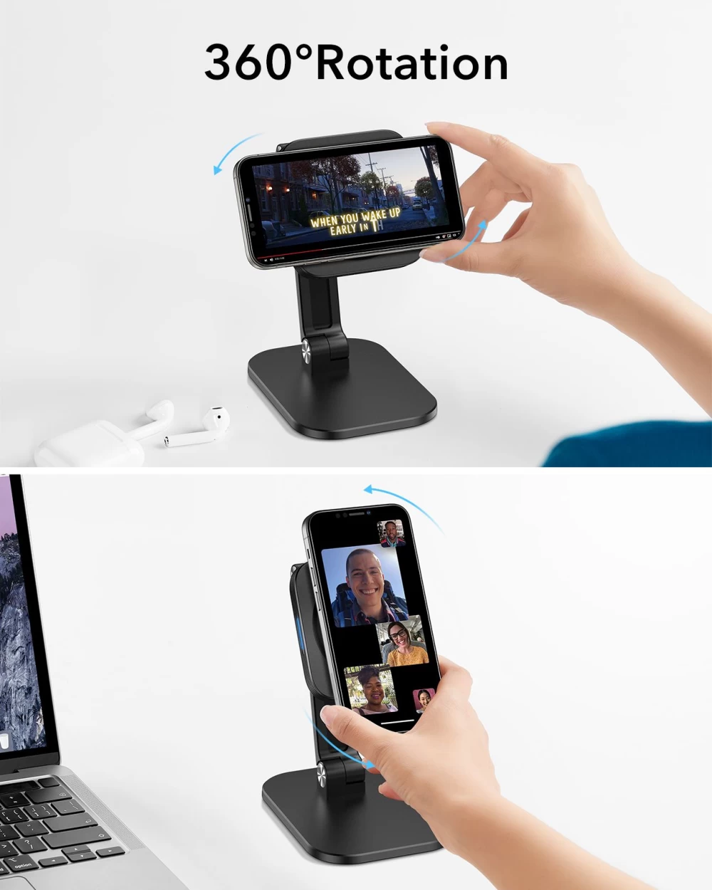 Bezvadu lādētājs  ESR HaloLock Adjustable Wireless Charging Stand melns