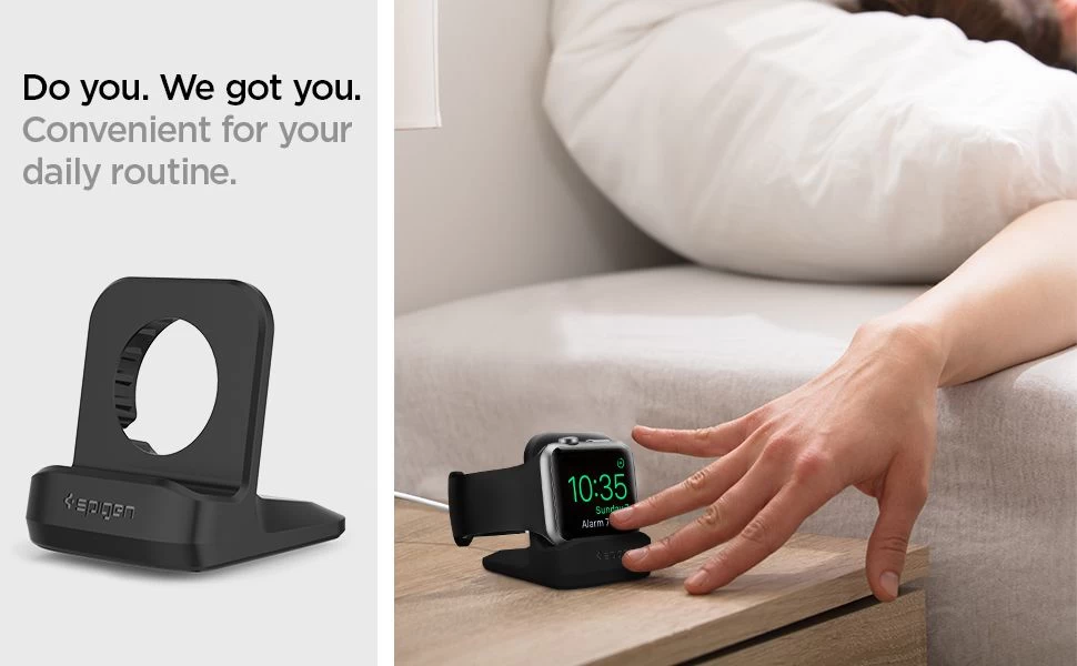 Bezvadu lādētājs  SPIGEN Night Stand Apple Watch 38/40/41/42/44/45 melns