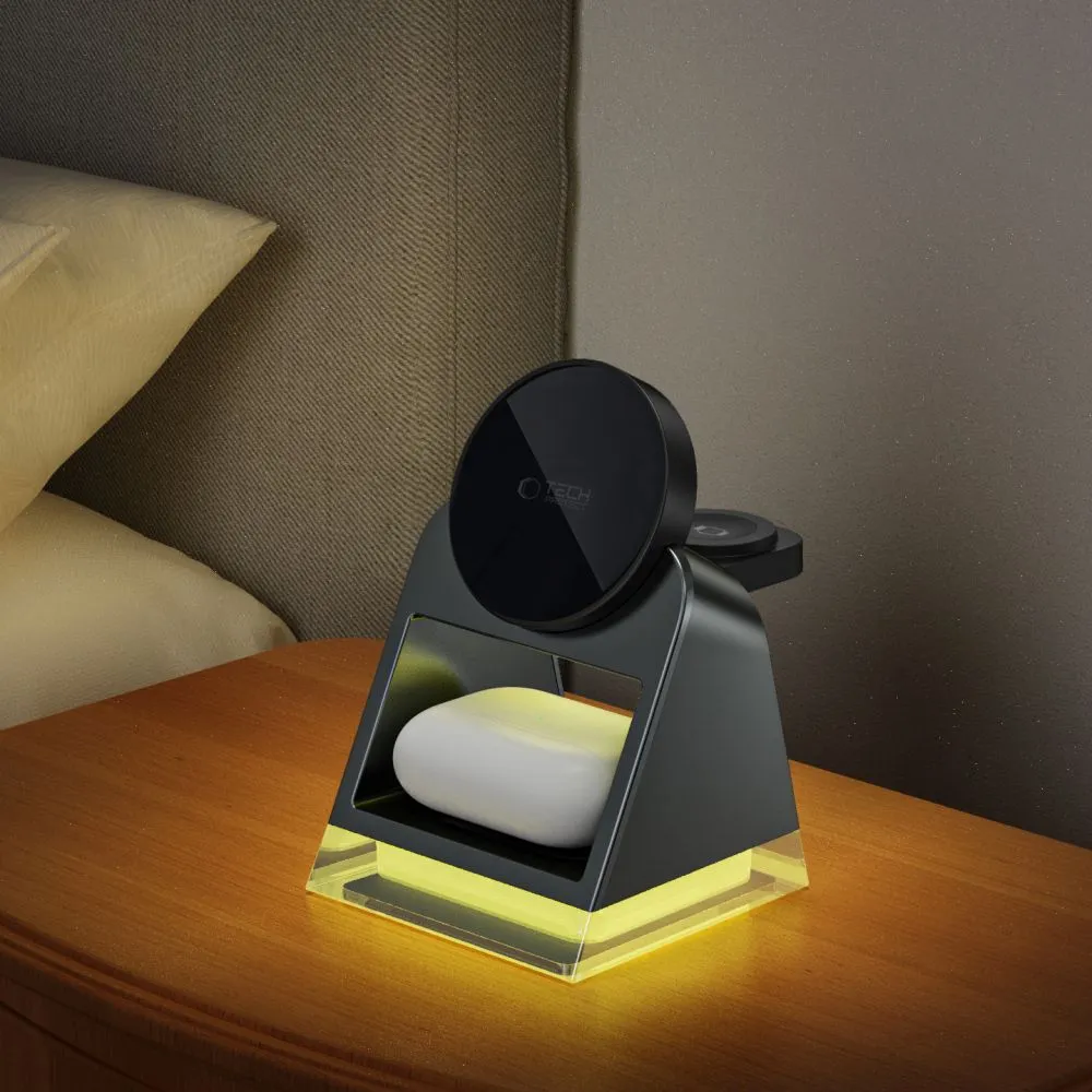 Bezvadu lādētājs  TECH-PROTECT QI15W-A43 3IN1 MAGNETIC MAGSAFE WIRELESS CHARGER rozā