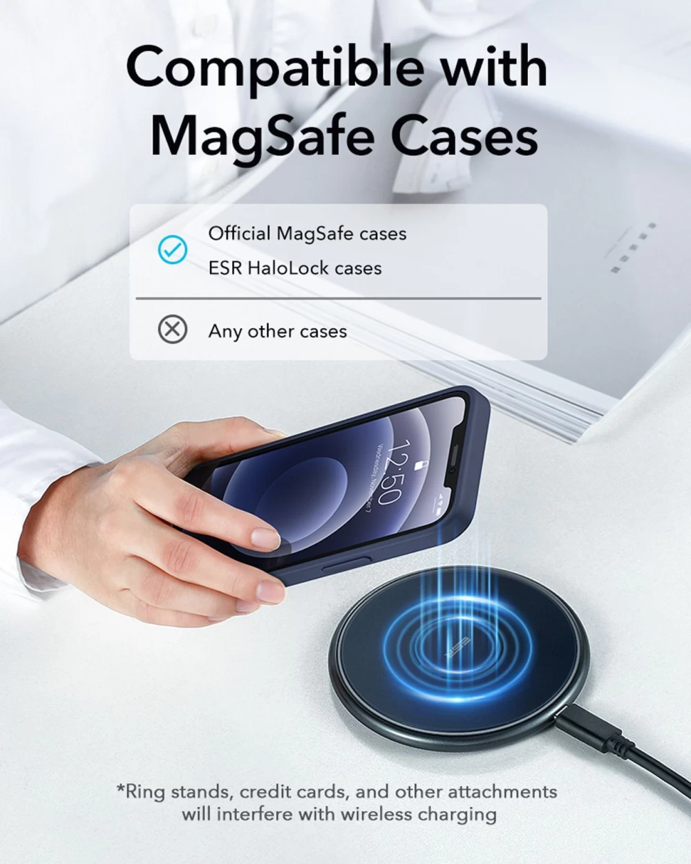 Bezvadu lādētājs  ESR HaloLock Magnetic Wireless Charger zils