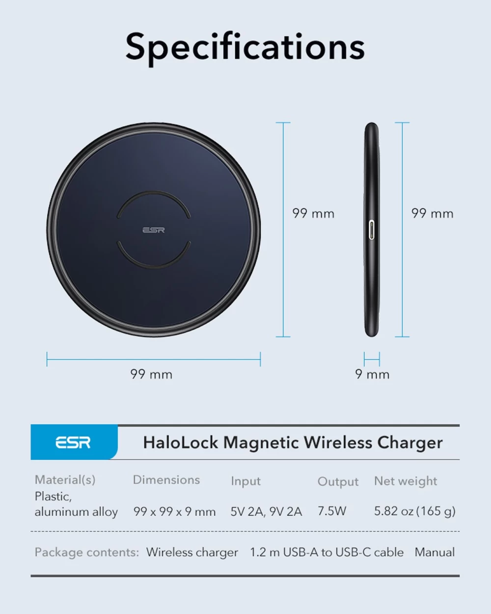 Bezvadu lādētājs  ESR HaloLock Magnetic Wireless Charger zils