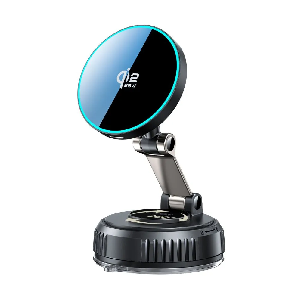 Bezvadu lādētājs  TECH-PROTECT MM25W-V8 QI2.2 MAGNETIC MAGSAFE WINDSHIELD & DASHBOARD CAR MOUNT WIRELESS CHARGER 25W Viedierīču 