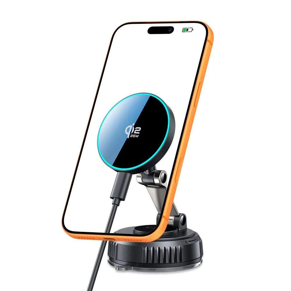 Bezvadu lādētājs  TECH-PROTECT MM25W-V8 QI2.2 MAGNETIC MAGSAFE WINDSHIELD & DASHBOARD CAR MOUNT WIRELESS CHARGER 25W Viedierīču 