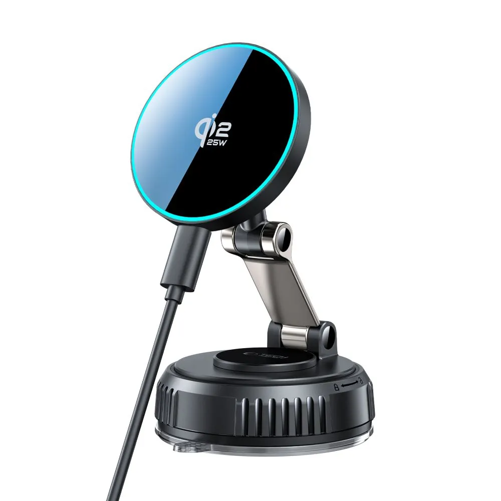 Bezvadu lādētājs  TECH-PROTECT MM25W-V8 QI2.2 MAGNETIC MAGSAFE WINDSHIELD & DASHBOARD CAR MOUNT WIRELESS CHARGER 25W Viedierīču 