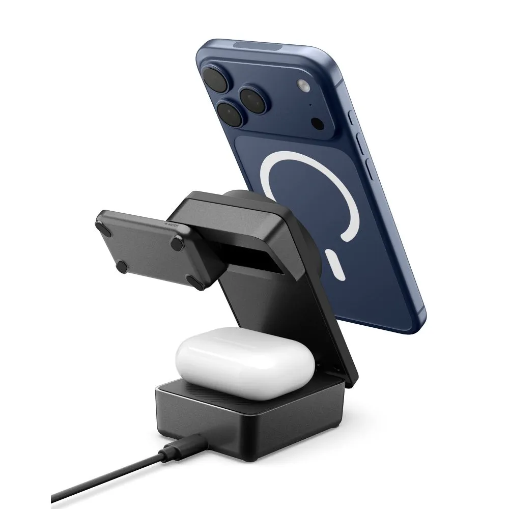 Bezvadu lādētājs  SPIGEN EF323MQ ESSENTIAL 3IN1 MAGNETIC MAGSAFE WIRELESS CHARGER 25W QI2.2 Viedierīču 