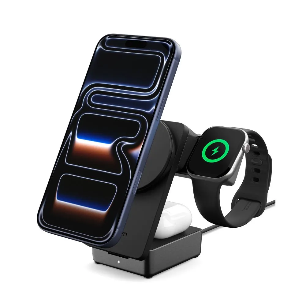 Bezvadu lādētājs  SPIGEN EF323MQ ESSENTIAL 3IN1 MAGNETIC MAGSAFE WIRELESS CHARGER 25W QI2.2 Viedierīču 