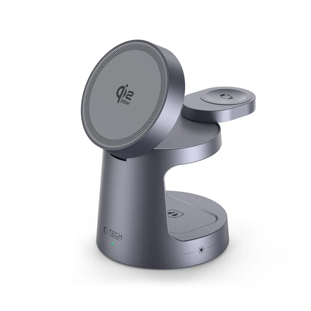 Bezvadu lādētājs  TECH-PROTECT A48 3IN1 MAGNETIC MAGSAFE WIRELESS CHARGER 25W QI2.2 Viedierīču 