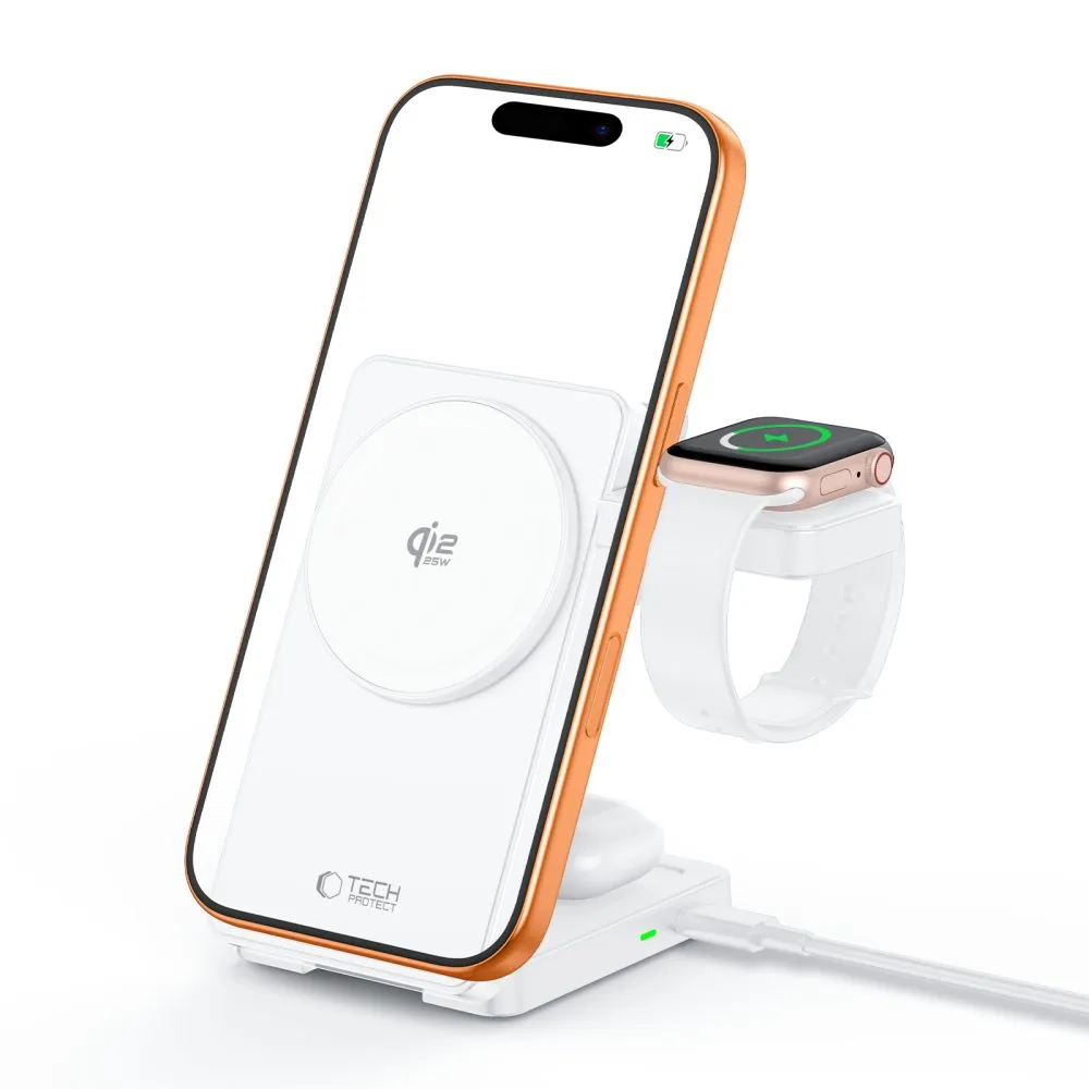 Bezvadu lādētājs  TECH-PROTECT A56 3IN1 MAGNETIC MAGSAFE WIRELESS CHARGER 25W QI2.2 Viedierīču 