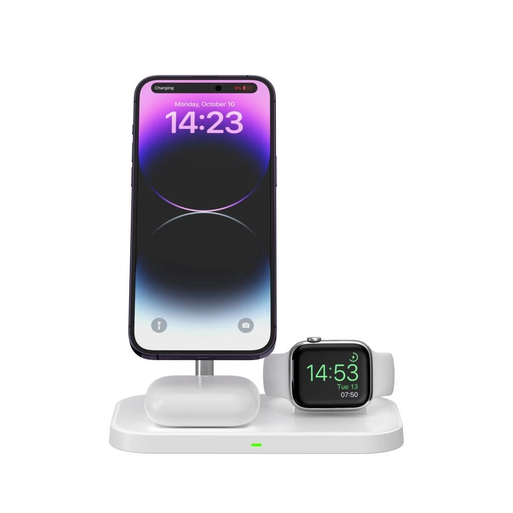 Bezvadu lādētājs  TECH-PROTECT QI15W A22 3IN1 MAGNETIC MAGSAFE WIRELESS CHARGER balts