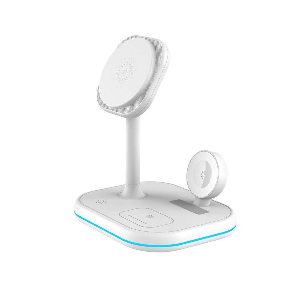 Bezvadu lādētājs  TECH-PROTECT QI15W-A27 3IN1 MAGNETIC MAGSAFE WIRELESS CHARGER balts