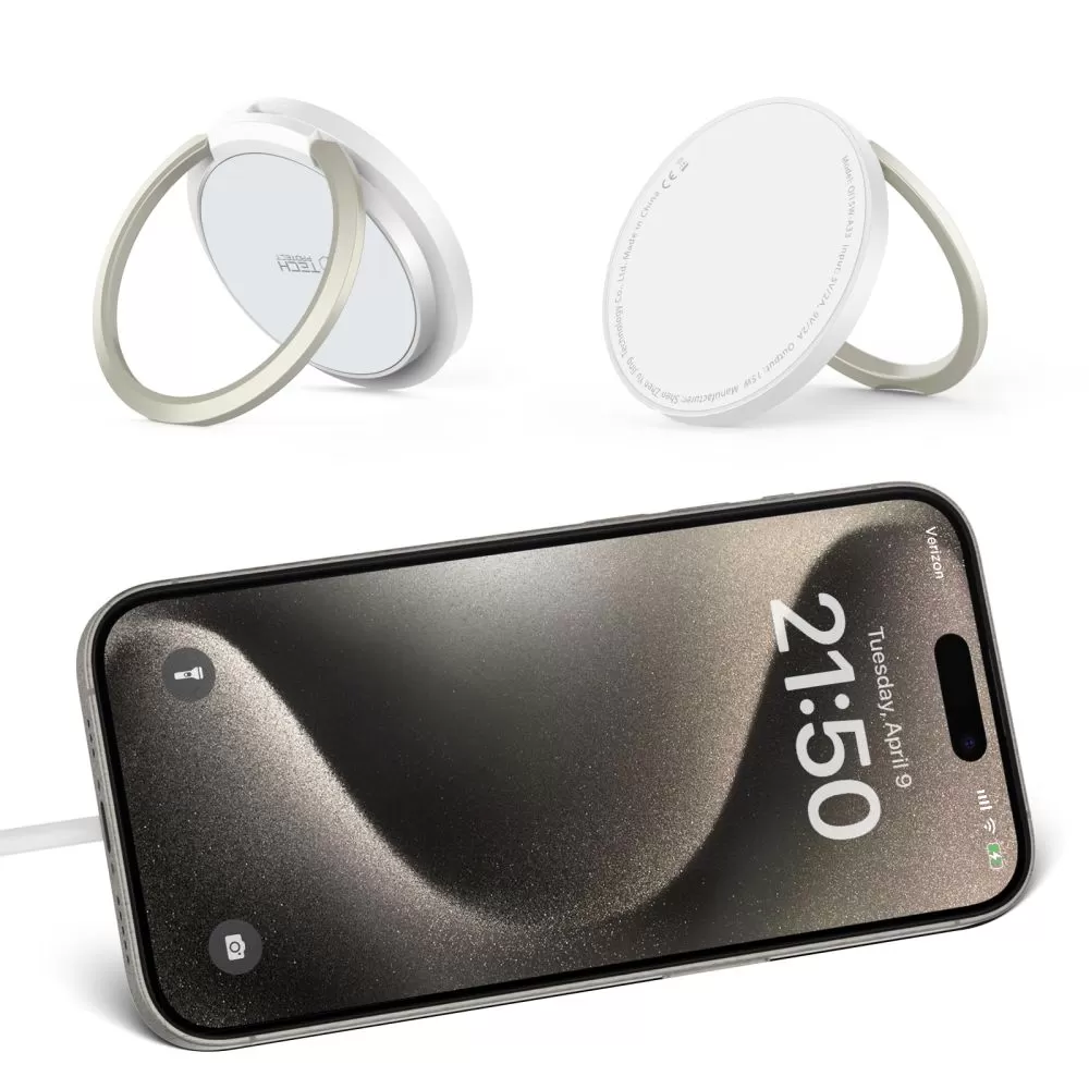 Bezvadu lādētājs  TECH-PROTECT QI15W-A33 MAGNETIC MAGSAFE WIRELESS CHARGER balts
