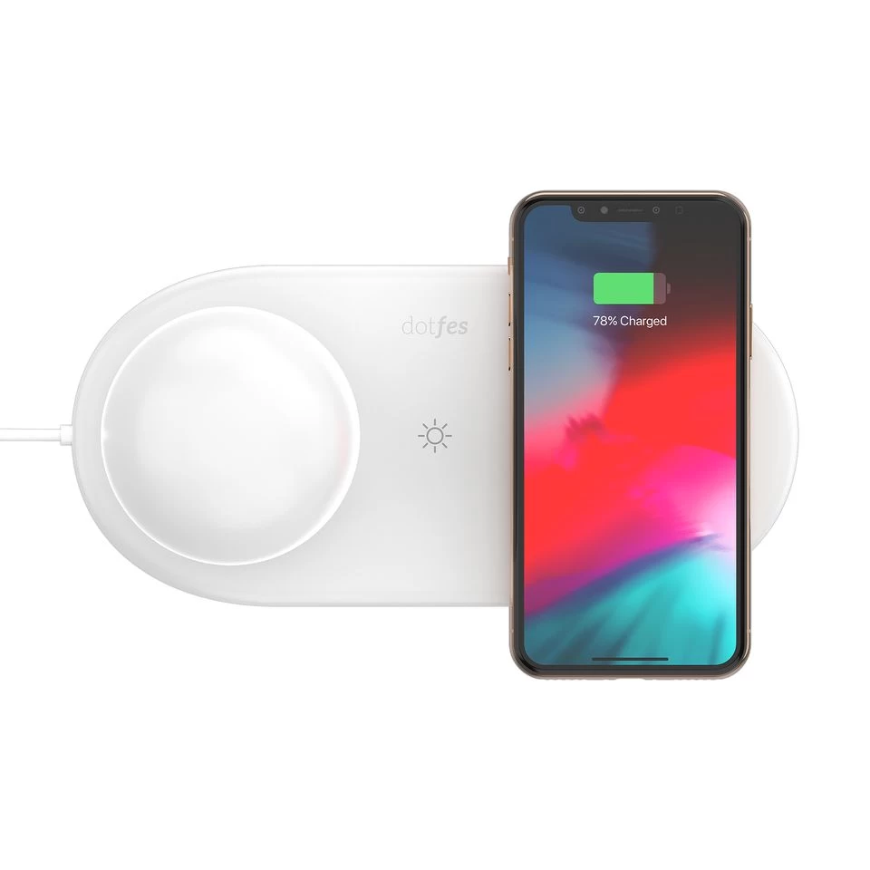 Bezvadu lādētājs  DOTFES K03 Wireless Charger with Night Light balts
