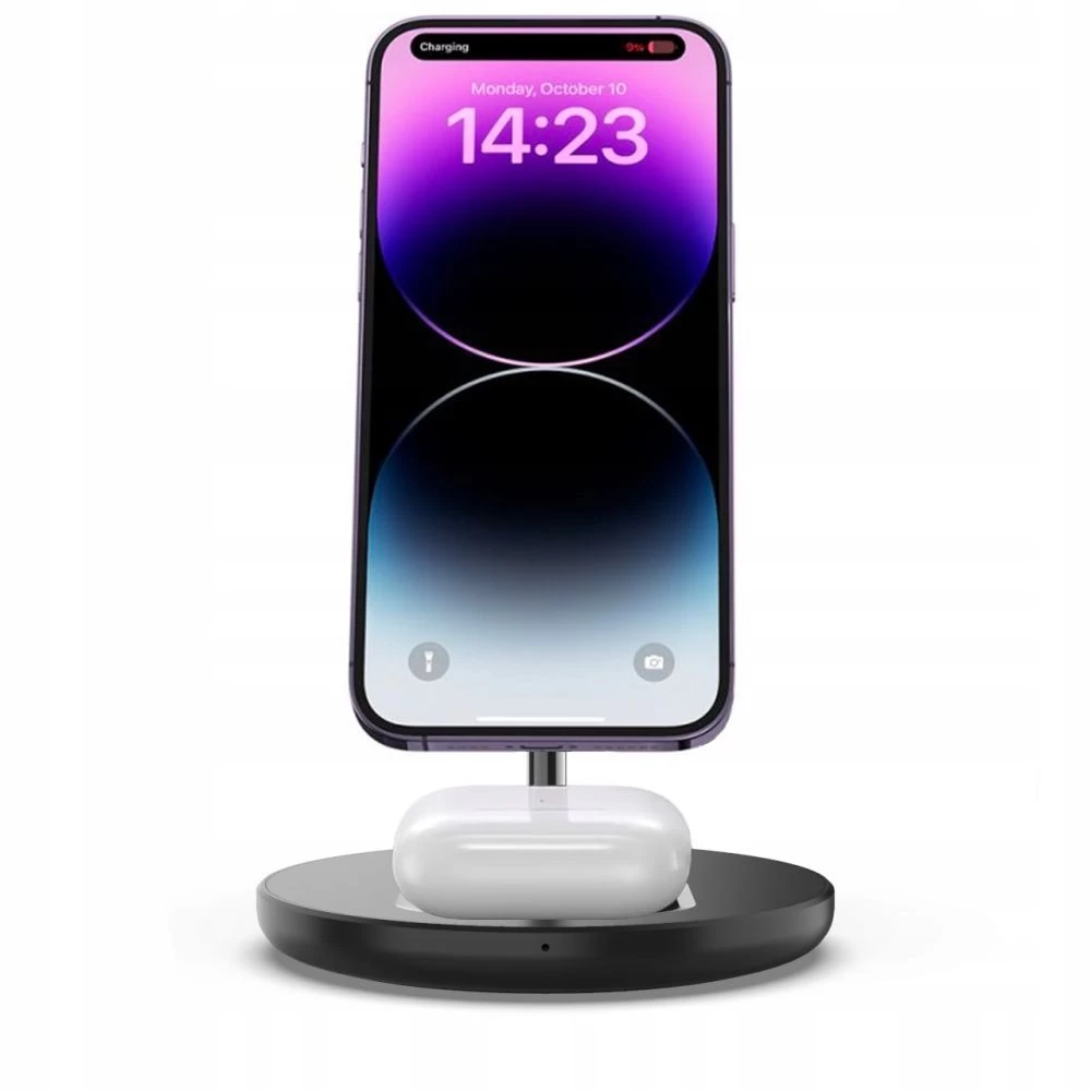 Bezvadu lādētājs  TECH-PROTECT QI15W-A21 2IN1 MAGNETIC MAGSAFE WIRELESS CHARGER melns