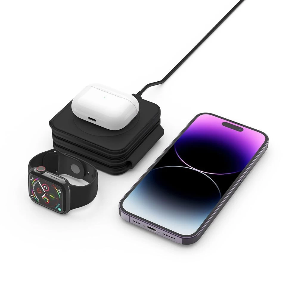 Bezvadu lādētājs  TECH-PROTECT QI15W-A24 3IN1 MAGNETIC MAGSAFE WIRELESS CHARGER melns