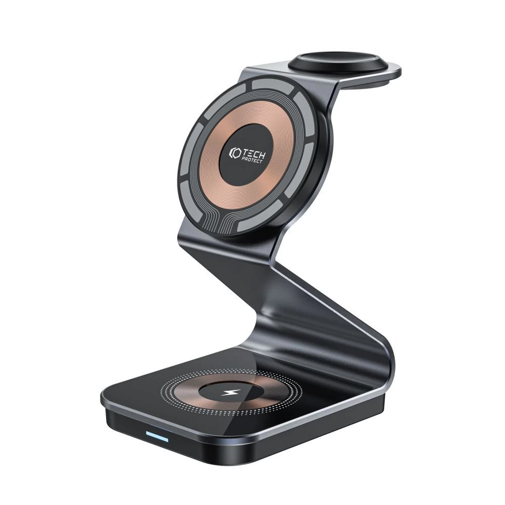 Bezvadu lādētājs  TECH-PROTECT QI15W-A29 3IN1 MAGNETIC MAGSAFE WIRELESS CHARGER melns