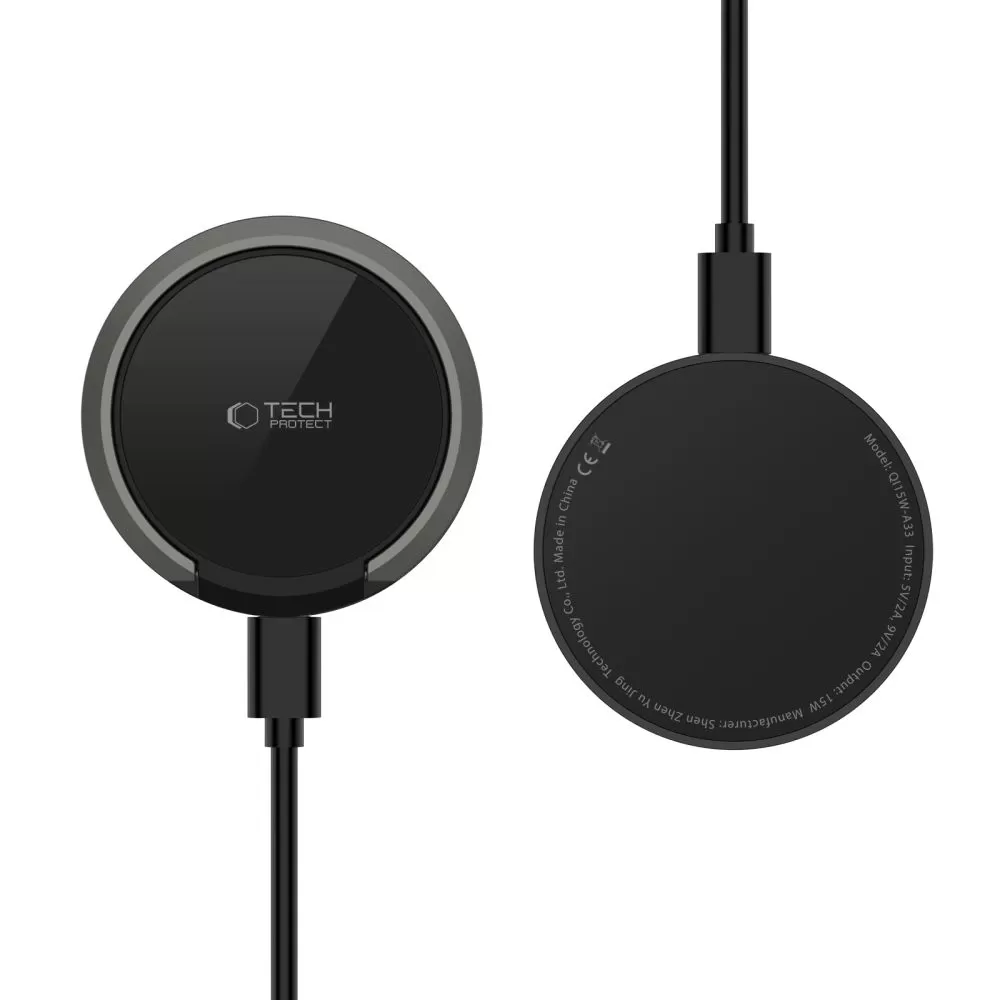 Bezvadu lādētājs  TECH-PROTECT QI15W-A33 MAGNETIC MAGSAFE WIRELESS CHARGER melns