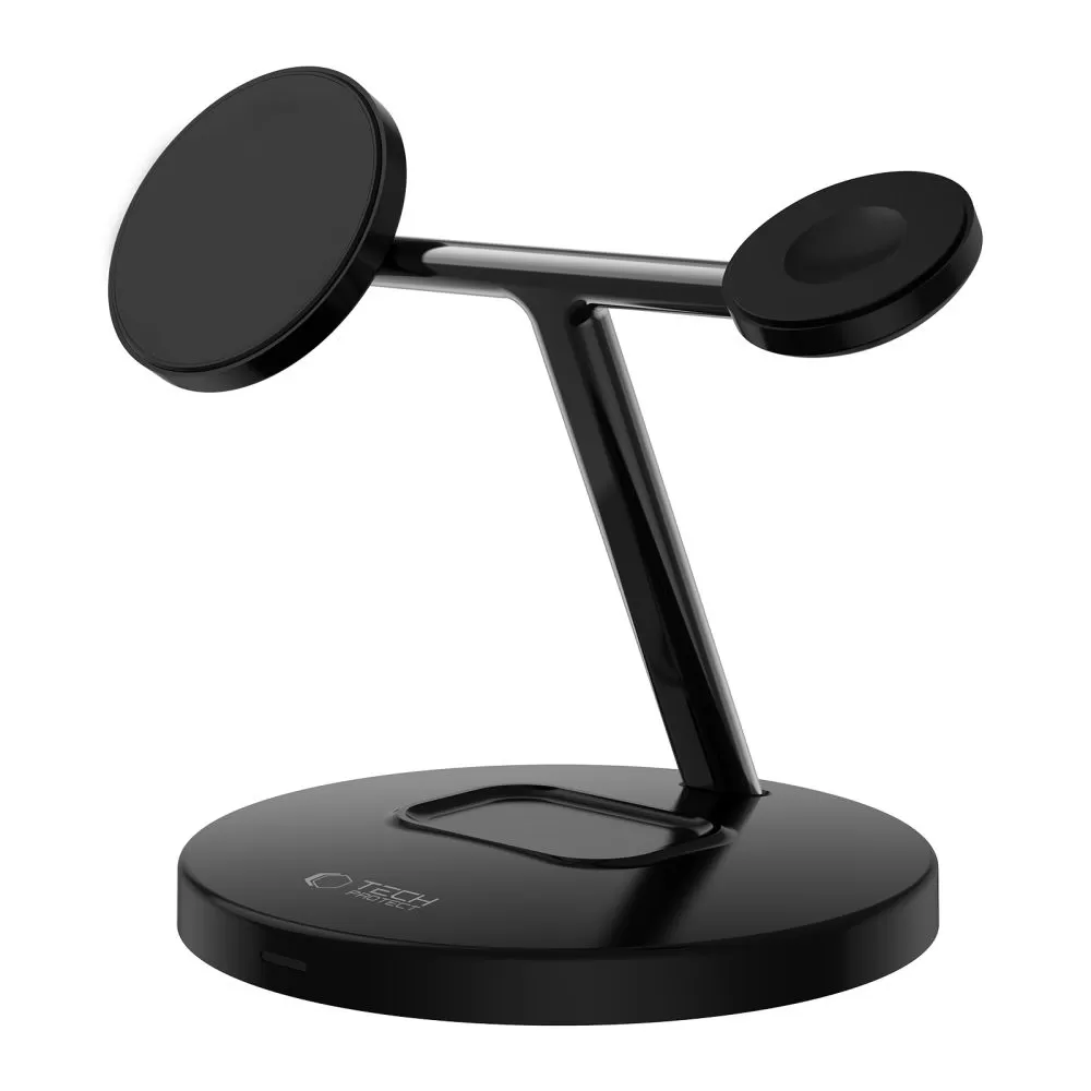 Bezvadu lādētājs  TECH-PROTECT QI15W-A35 3IN1 MAGNETIC MAGSAFE WIRELESS CHARGER melns