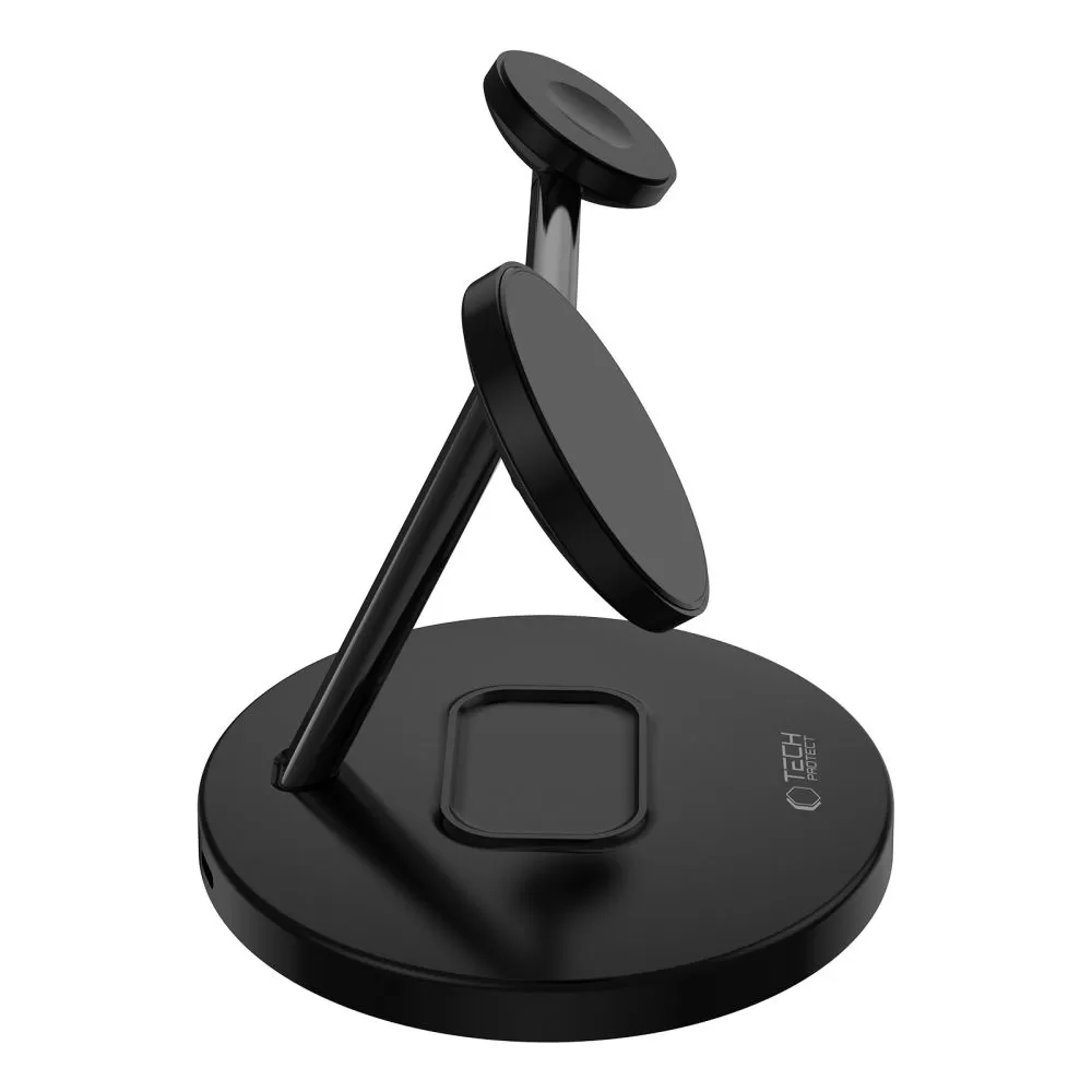 Bezvadu lādētājs  TECH-PROTECT QI15W-A35 3IN1 MAGNETIC MAGSAFE WIRELESS CHARGER melns