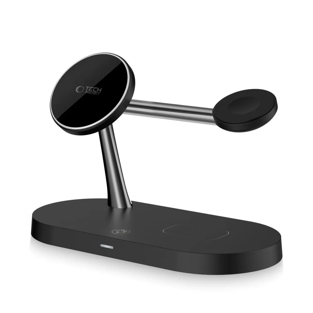Bezvadu lādētājs  TECH-PROTECT A12 3IN1 MAGNETIC MAGSAFE WIRELESS CHARGER melns