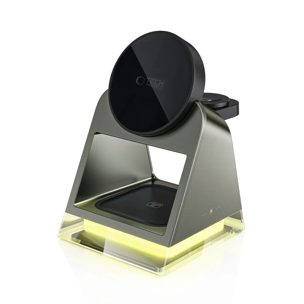 Bezvadu lādētājs  TECH-PROTECT QI15W-A43 3IN1 MAGNETIC MAGSAFE WIRELESS CHARGER melns