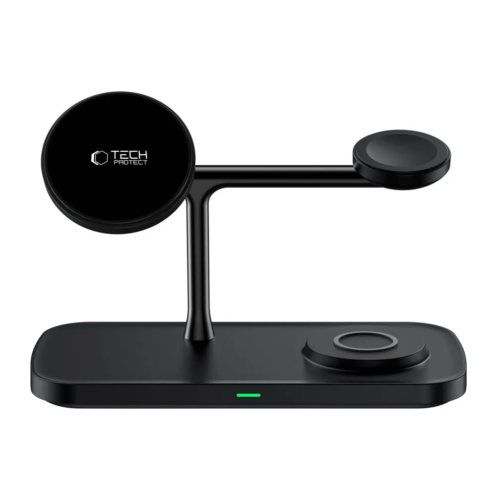 Bezvadu lādētājs  TECH-PROTECT QI15W-A45 3IN1 MAGNETIC MAGSAFE WIRELESS CHARGER melns